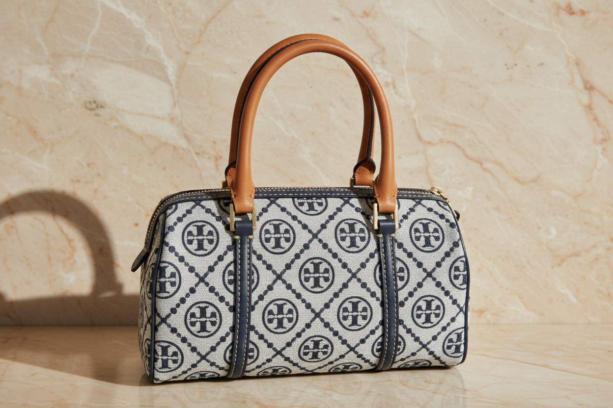 TORY BURCH PETITE BARREL/XBODY - T MONOGRAM NAVY BLUE