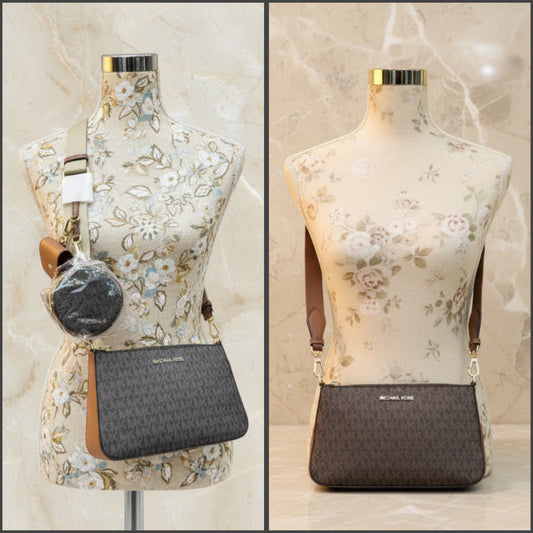 MICHAEL KORS JET SET SIGNATURE LOGO BROWN WITH ATTACH