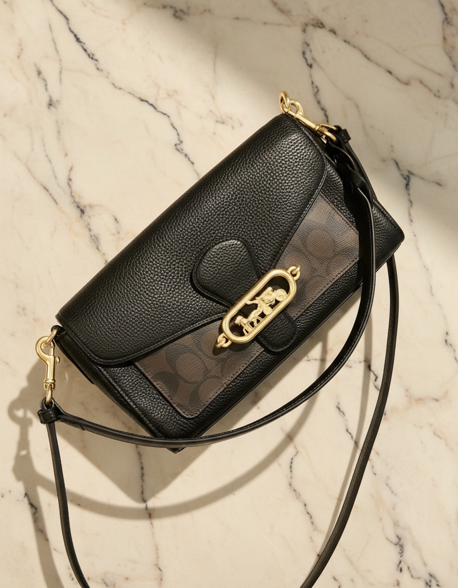 COACH JADE SHOULDER BAG/CROSSBODY BAG - SIGNATURE CANVAS & PEBBLE LEATHER