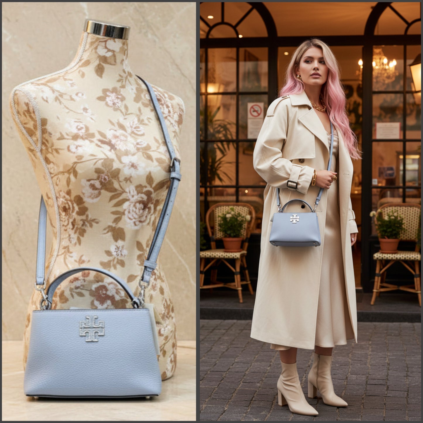 TORY BURCH MICRO BRITTEN SATCHEL - SKY BLUE