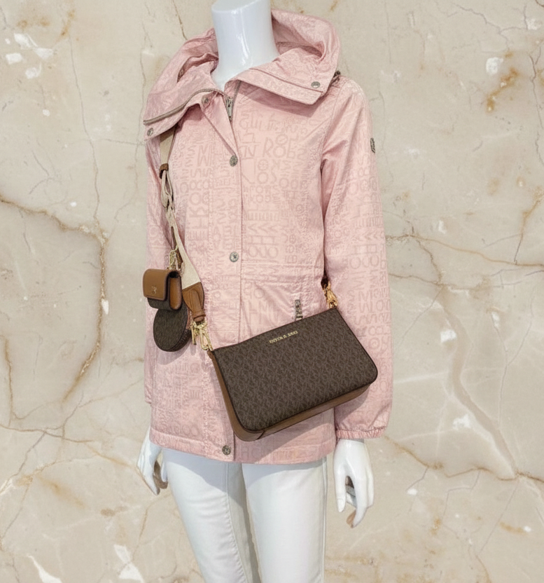MICHAEL KORS JET SET SIGNATURE LOGO BROWN WITH ATTACH