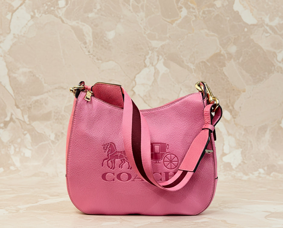 SALE‼️‼️COACH JES HOBO SHOULDER BAG - ROUGE/SILVER