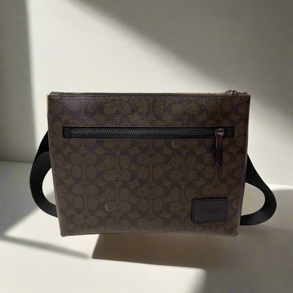 COACH DISCTRICT CROSSBODY BAG IN SIGNATURE CANVAS - MAHOGANY COLOR