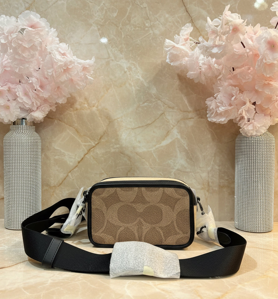 COACH WYATT CAMERA BAG - MULTI COLOR BLOCKED SAND/TAN