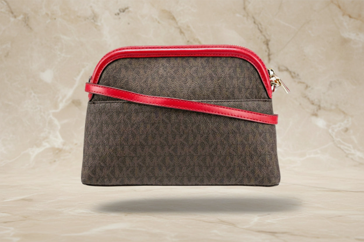 MICHAEL KORS DOME LOGO CENTER STRIPE CHAIN CROSSBODY