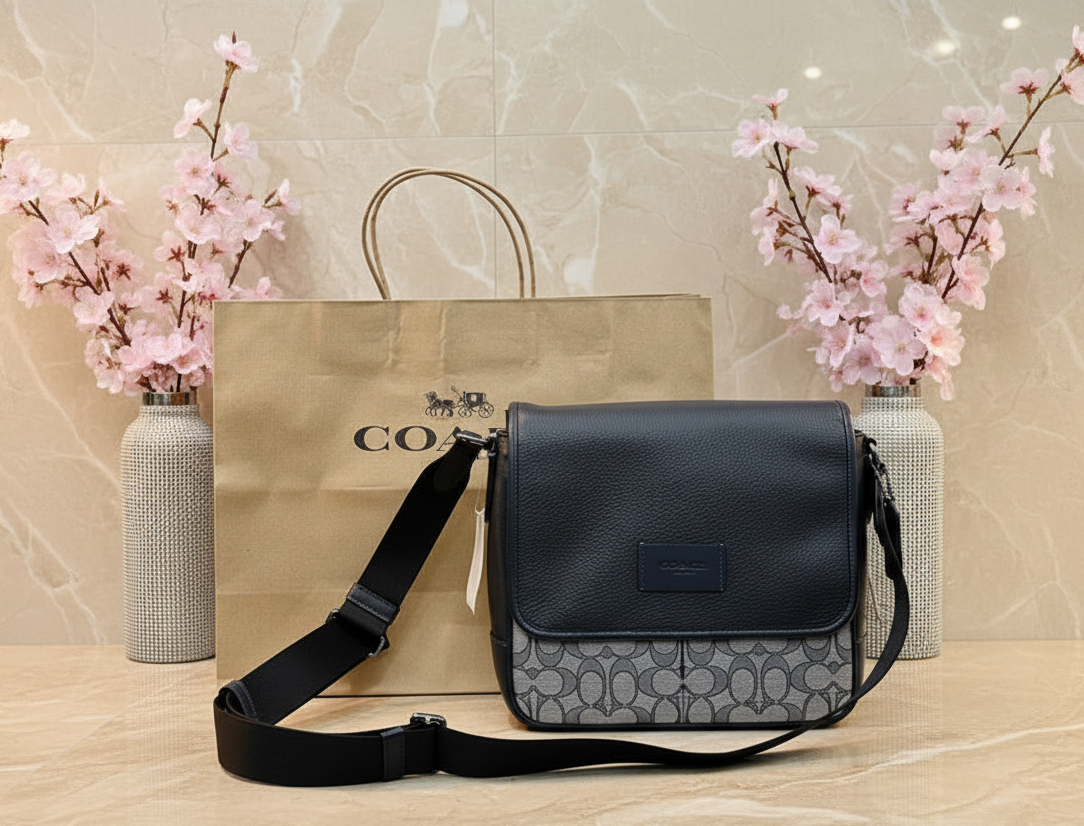 COACH SPRINT MAP BAG 25 SIGNATURE JACQUARD BLUE