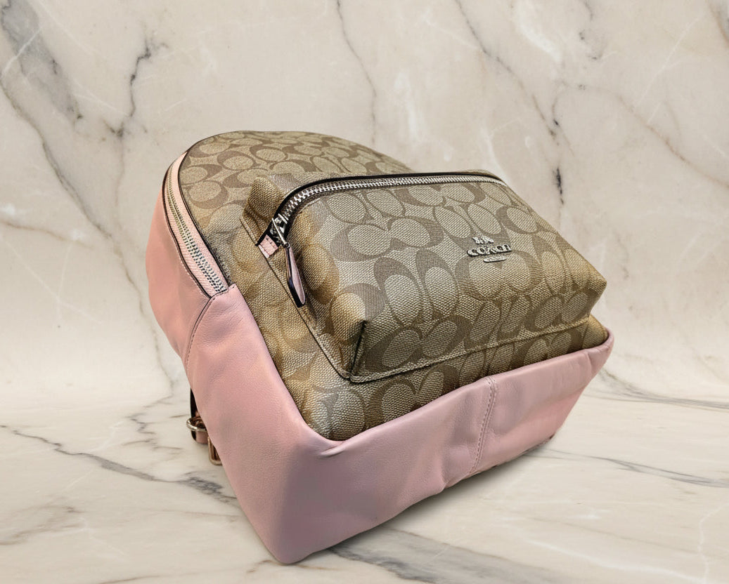 COACH CHARLIE MEDIUM BACKPACK - SIGNATURE BROWN/PINK