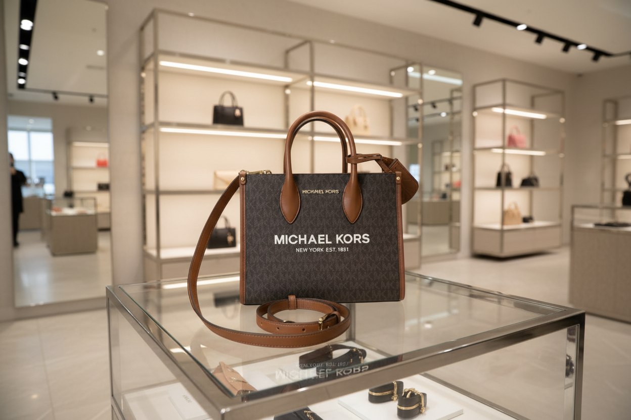 MICHAEL KORS MIRELLA SMALL SHOPPER TOP ZIP CROSSBODY BAG - BROWN ACORN