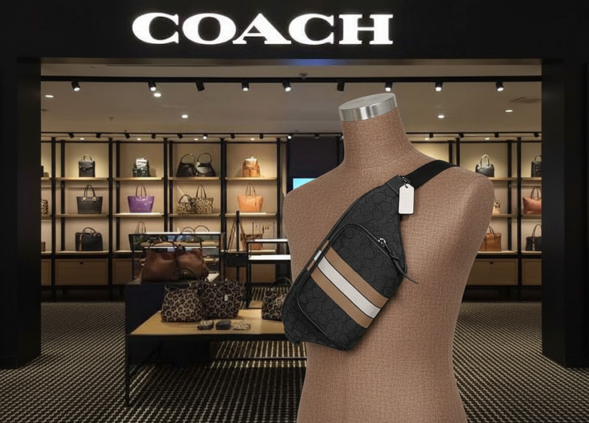 COACH THOMPSON JACQUARD WAISTPACK/BODY BAG WITH VARSITY STRIPE