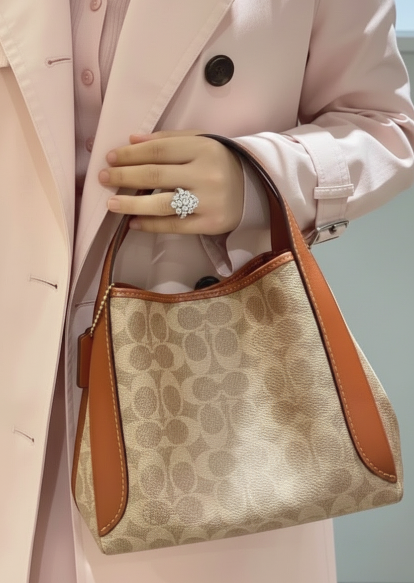 COACH HADLEY HOBO 21 - SIGNATURE CANVAS TAN RUST