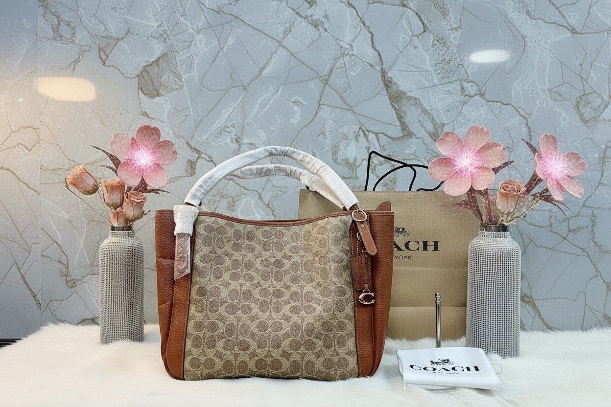 COACH ALANA ZIP TOTE IN SIGNATURE CANVAS - TAN RUST