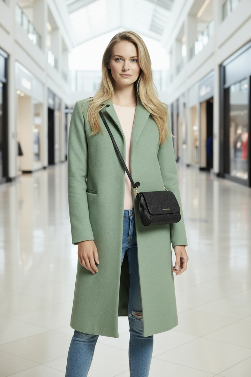 MICHAEL KORS LOGO FLAP CROSSBODY - MONOGRAM BLACK COLOR