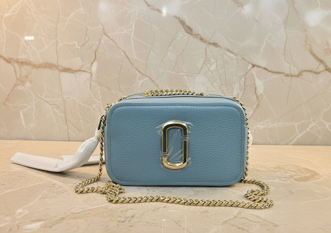 MARC JACOBS GLAM SHOT 21 PEBBLE CALF LEATHER - BLUE