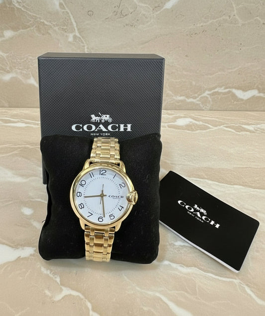 ساعة كوتش إليوت كوارتز من الفولاذ المقاوم للصدأ مطلية بالذهب - مينا صغير