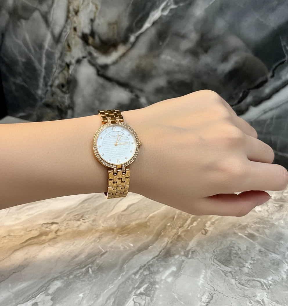 ساعة جيوردانو نسائية - لون ذهبي وردي