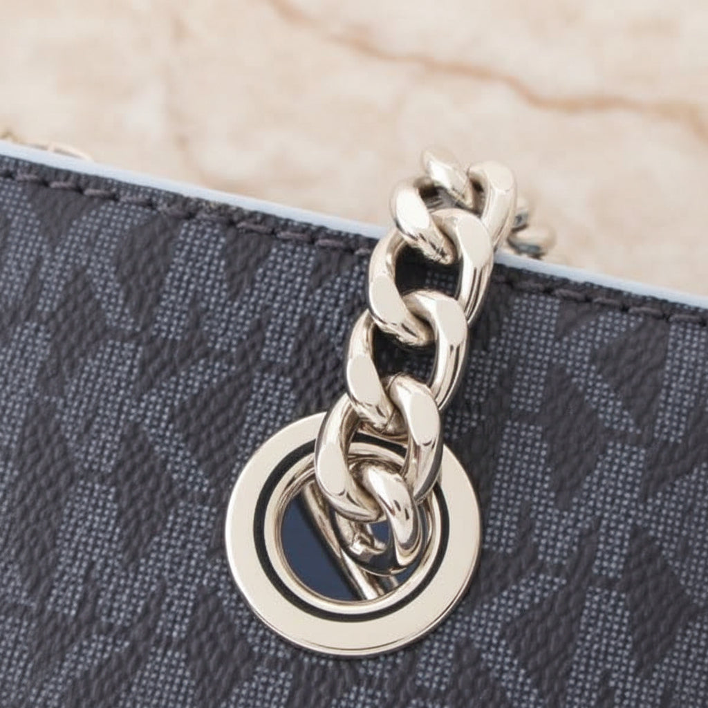 MICHAEL KORS SMALL TEAGEN LEATHER SATCHEL - SIGNATURE ADMIRAL BLUE
