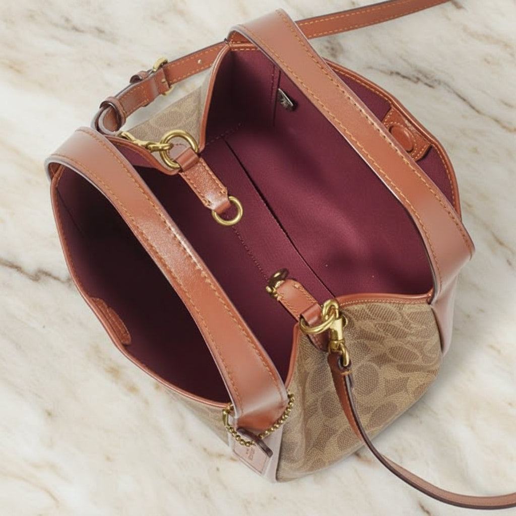 COACH HADLEY HOBO 21 - SIGNATURE CANVAS TAN RUST