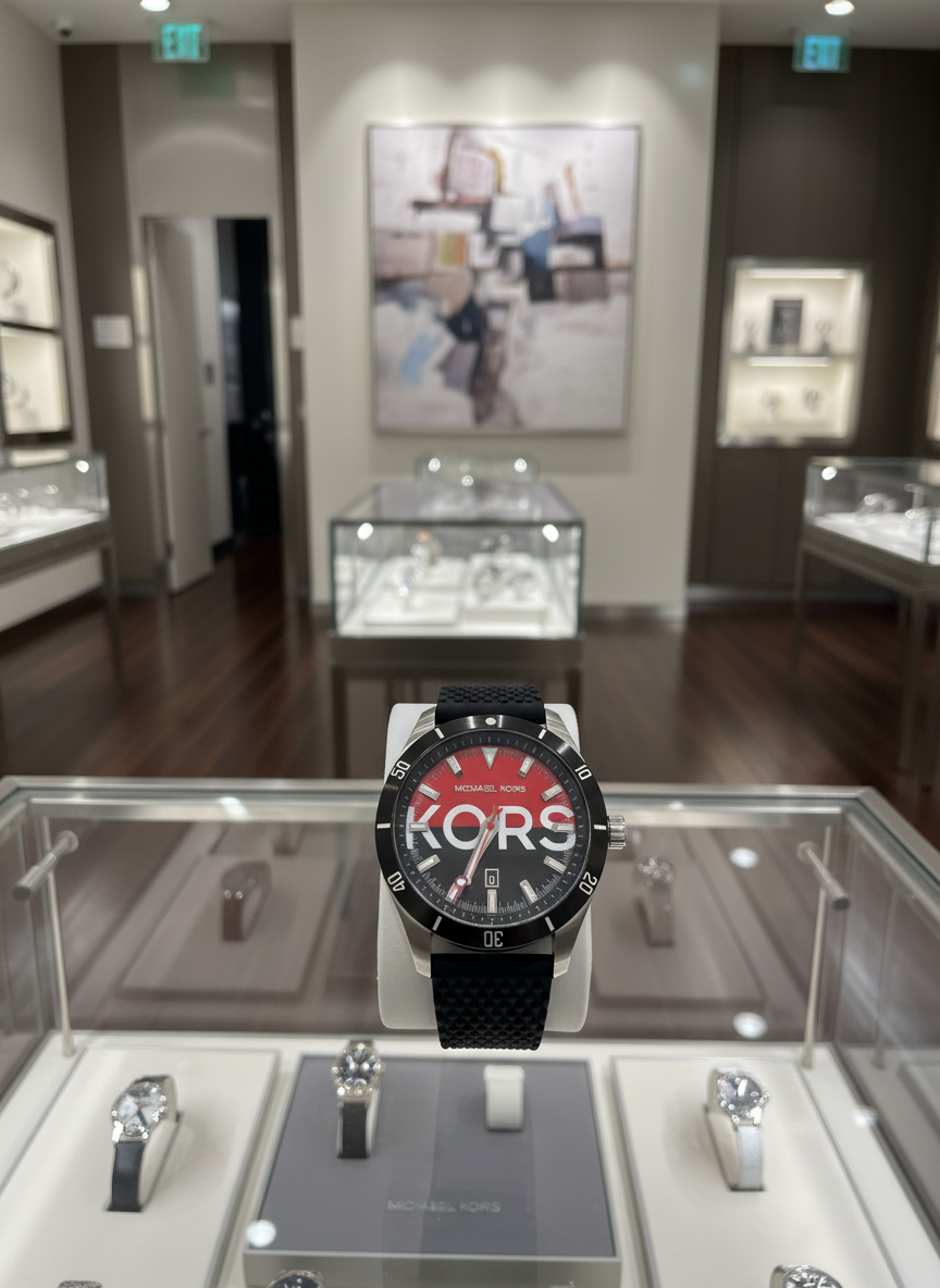 ساعة مايكل كورس لايتون الرجالية المصنوعة من السيليكون الأسود