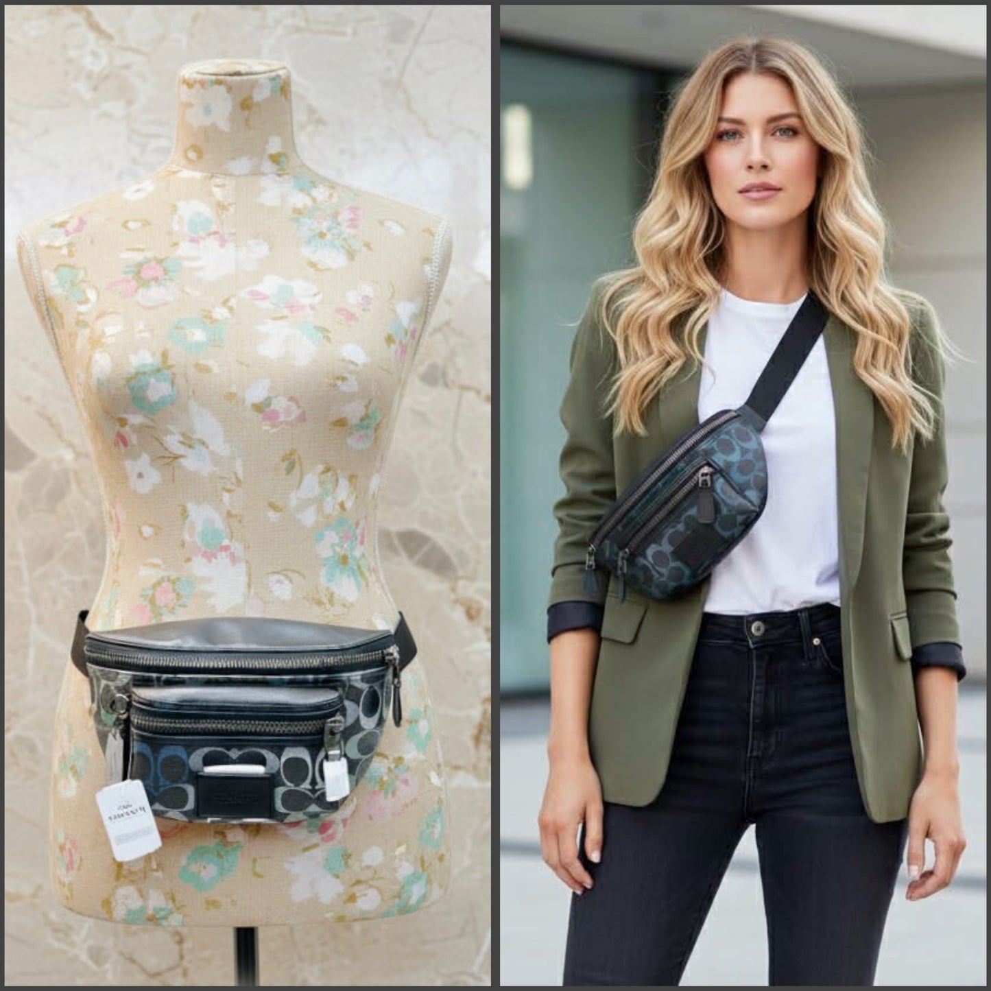 COACH WESTWAY WAISTPACK/CHEST BAG - GRAPHITE GREEN