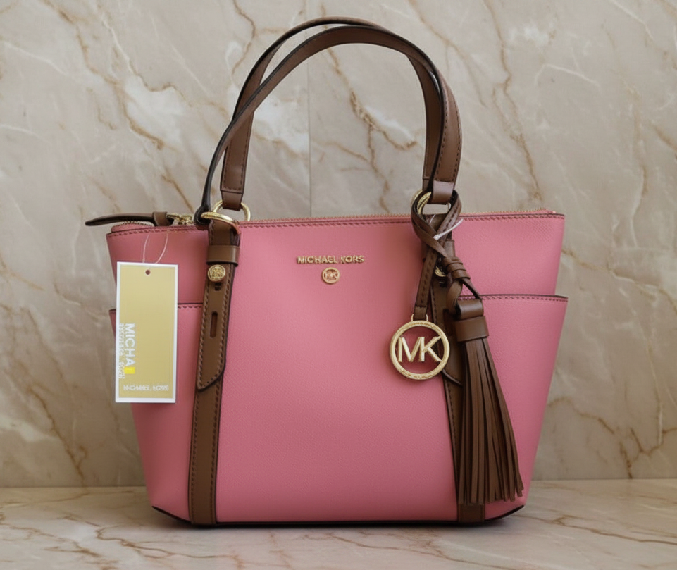 MICHAEL KORS SULLIVAN SATCHEL SMALL - SAFFIANO LEATHER - TEA ROSE MULTI