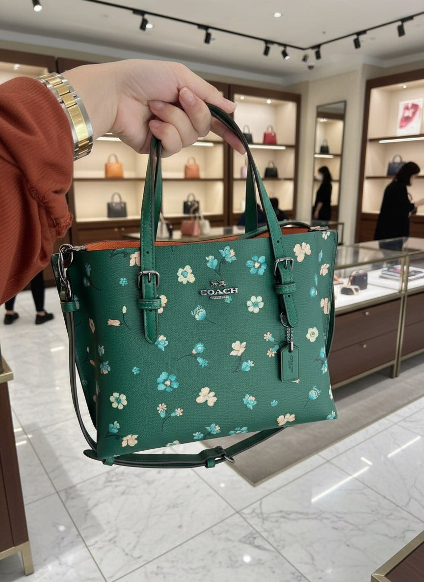 ‼️ SALE ‼️ COACH MOLLIE TOTE 25 WITH MYSTICAL FLORAL PRINT IN GREEN MULTI