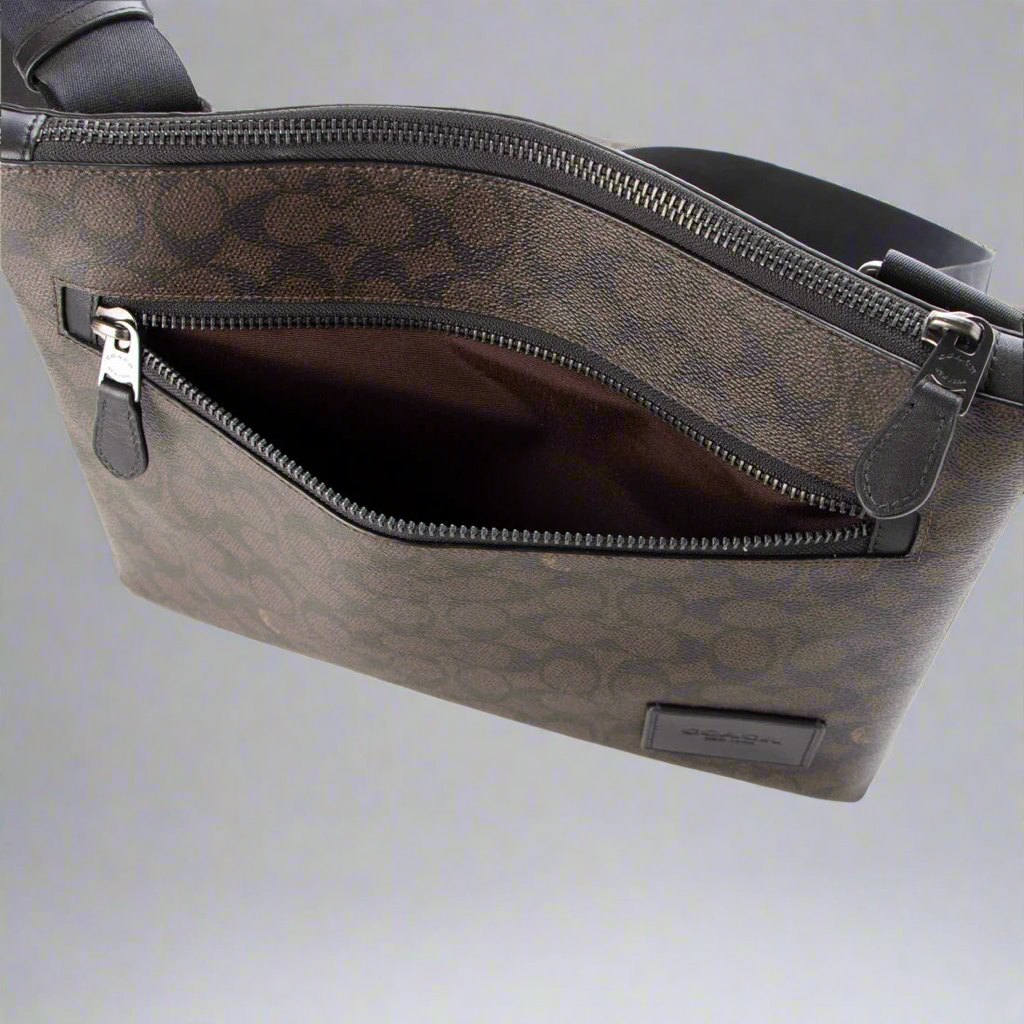 COACH DISCTRICT CROSSBODY BAG IN SIGNATURE CANVAS - MAHOGANY COLOR