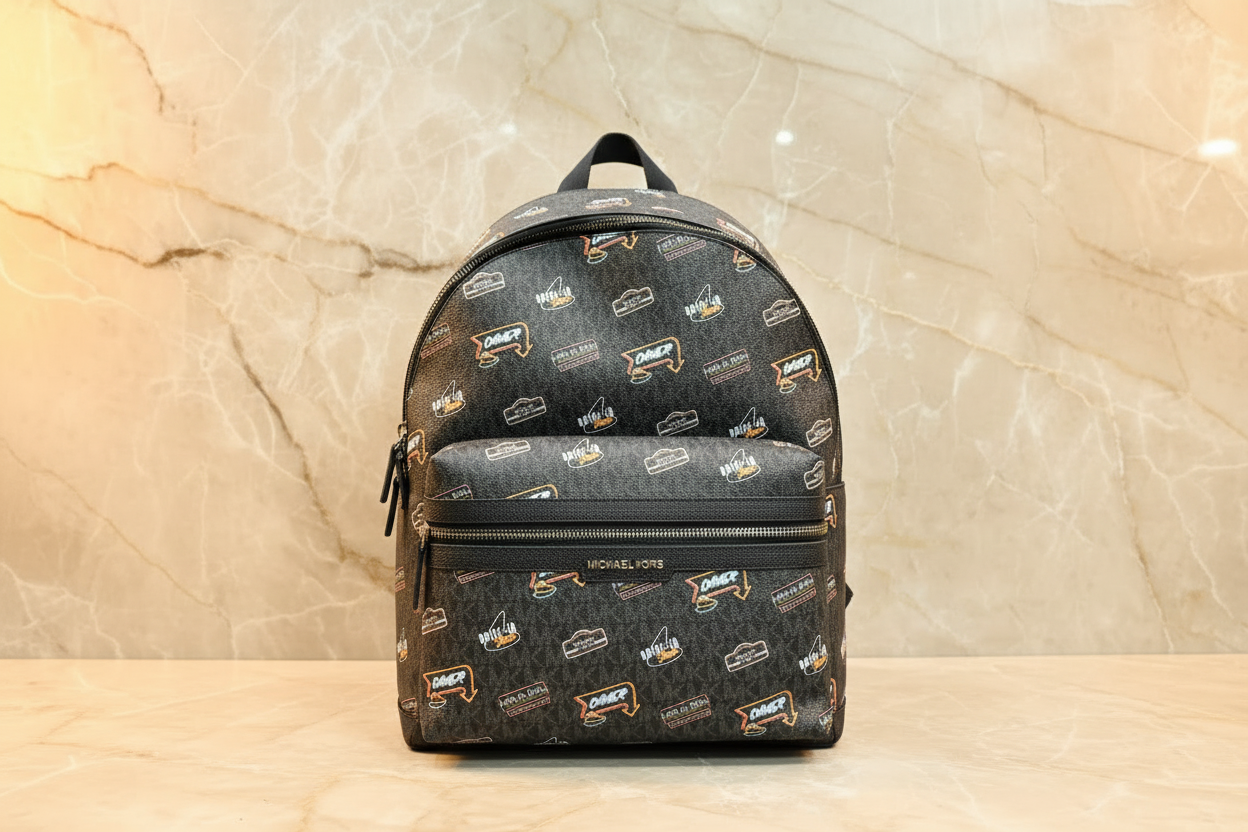 حقيبة ظهر مايكل كورس كوبر مزينة بشعار العلامة التجارية - أسود