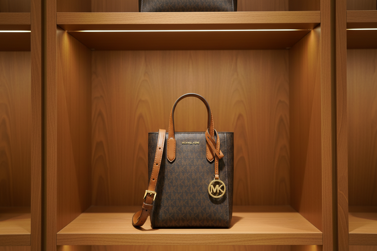 MICHAEL KORS SINCLAIR XS SIGNATURE LOGO CROSSBODY BAG - BROWN/ACORN ( RETAIL ITEM ) NO DUSTBAG/NO PAPERBAG