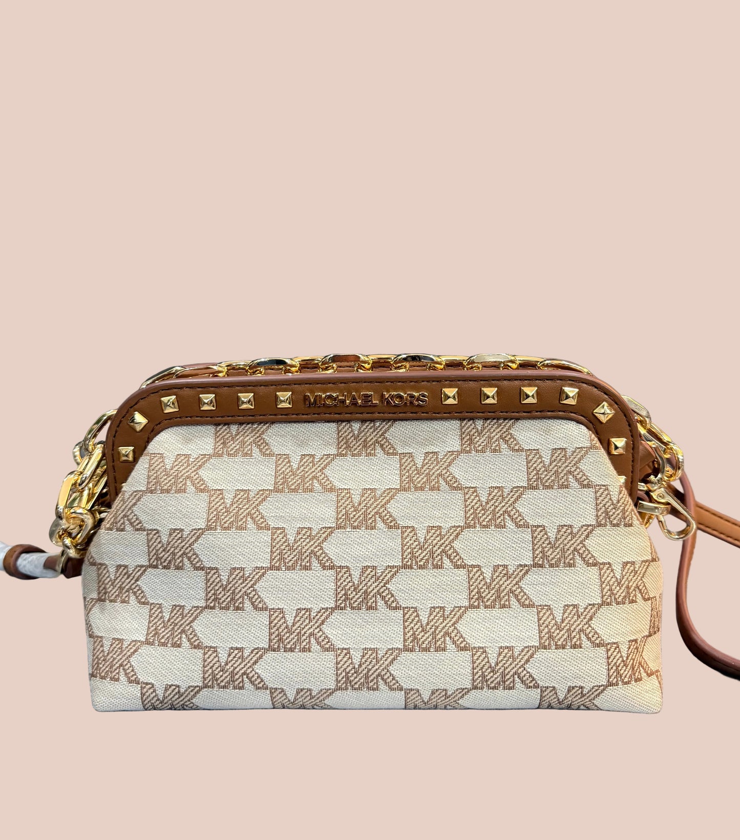 MICHAEL KORS JACQUARD LIVIA CLOUD SMALL CLUTCH/CROSSBODY