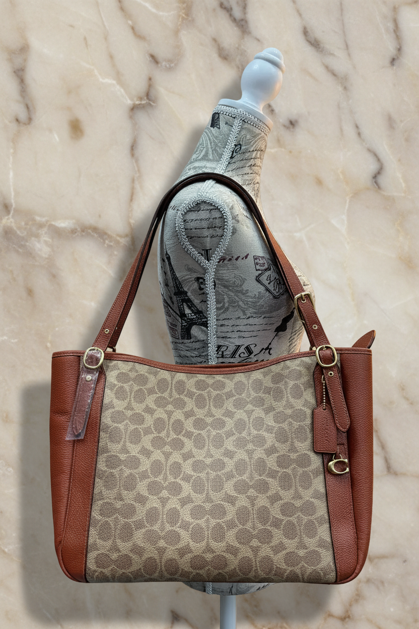 COACH ALANA ZIP TOTE IN SIGNATURE CANVAS - TAN RUST