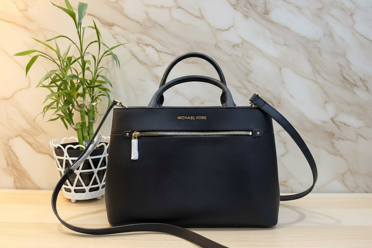 MICHAEL KORS HAILEE LARGE SAFFIANO LEATHER SATCHEL