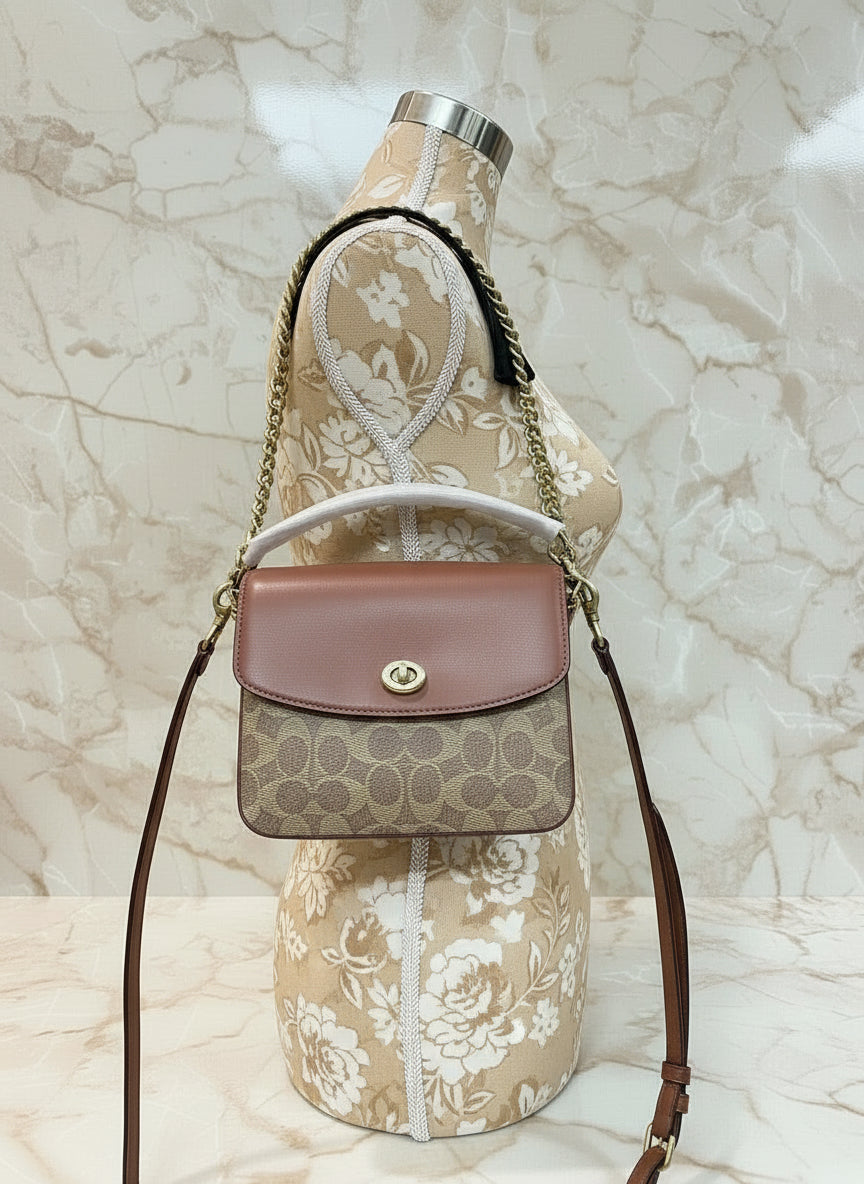 COACH CASSIE 19 3 in 1/ 3 STRAP IN SIGNATURE CANVAS - TAN RUST - MISSING PRICE TAG