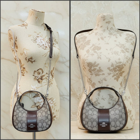 COACH MINI CARMEN TOP HANDLE/CROSSBOSY BAG IN SIGNATURE JACQUARD - MAPLE/OAK