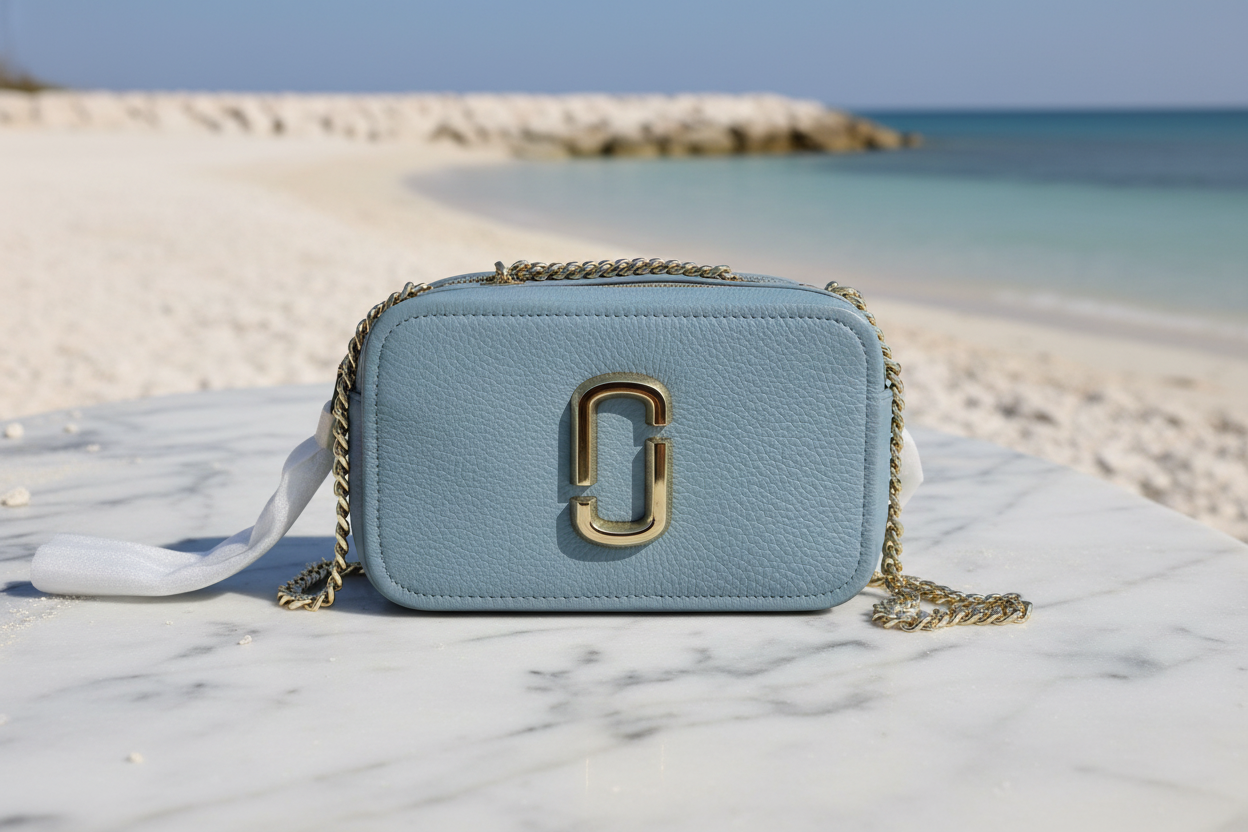 MARC JACOBS GLAM SHOT 21 PEBBLE CALF LEATHER - BLUE
