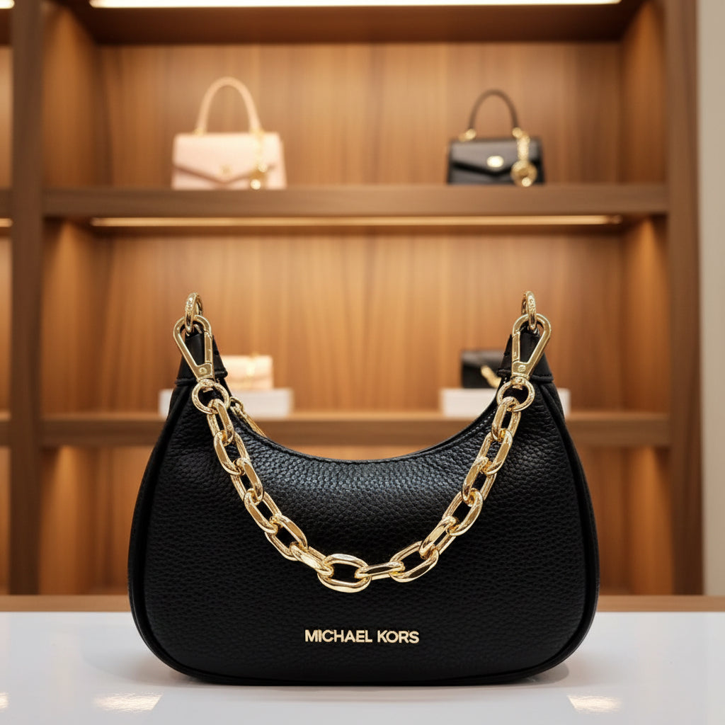 MICHAEL KORS MINI CORA CHAIN SHOULDER BAG/CROSSBODY BAG - BLACK