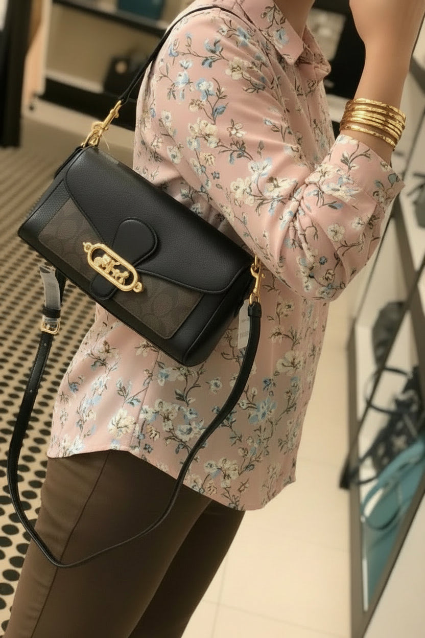 COACH JADE SHOULDER BAG/CROSSBODY BAG - SIGNATURE CANVAS & PEBBLE LEATHER