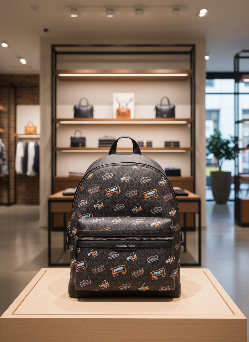 حقيبة ظهر مايكل كورس كوبر مزينة بشعار العلامة التجارية - أسود