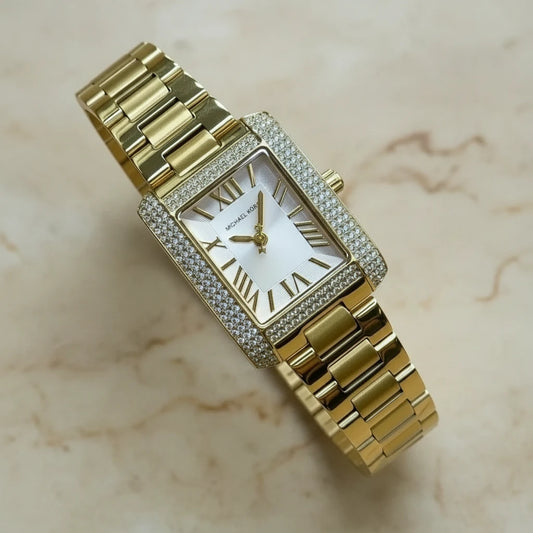 ساعة مايكل كورس إيمري ذهبية اللون - صغيرة مستطيلة