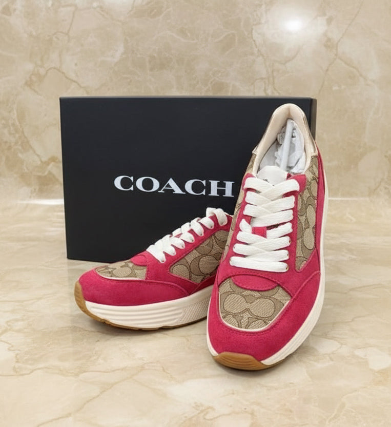 COACH JACQUARD SNEAKERS - SIG BROWN/RED