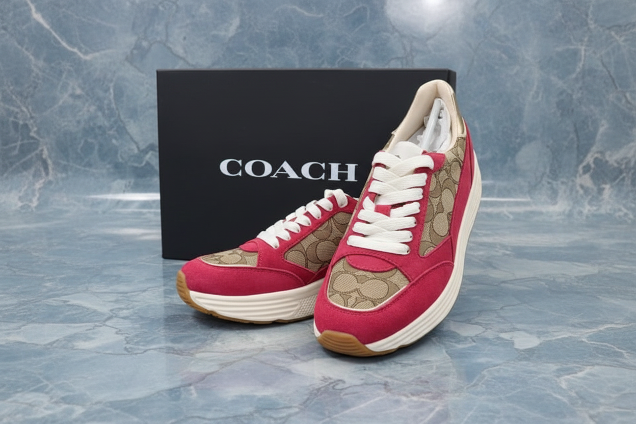 COACH JACQUARD SNEAKERS - SIG BROWN/RED