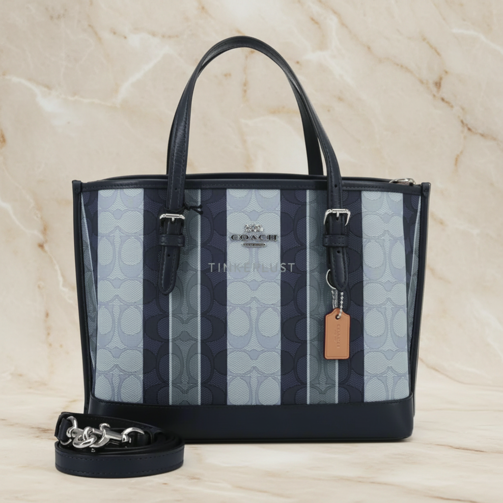 COACH MOLLIE TOTE 25 IN SIGNATURE JACQUARD WITH STRIPES - SILVER/MIDNIGHT MULTI