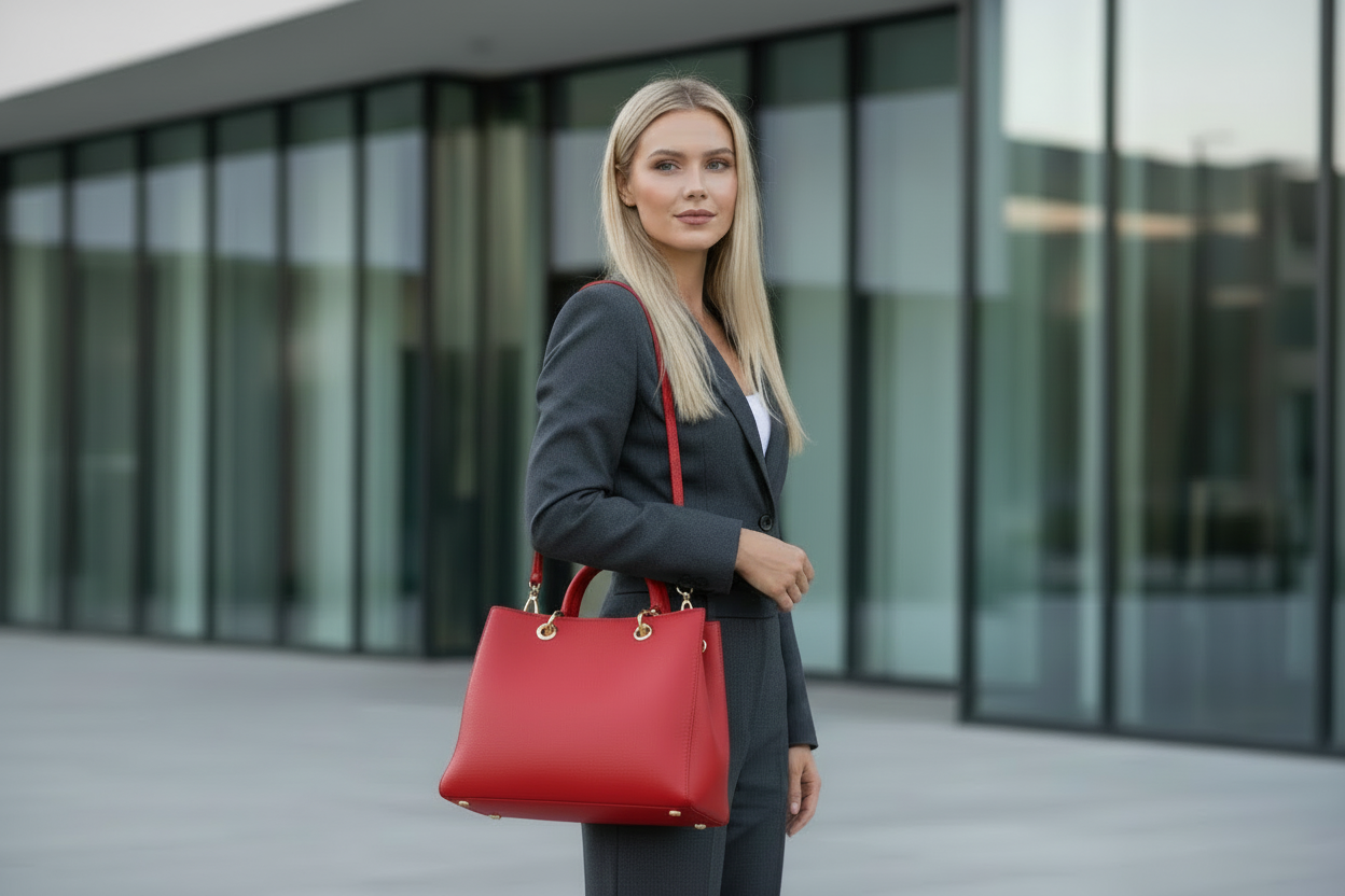MICHAEL KORS CYNTHIA SATCHEL - SAFFIANO LEATHER -  RED - MEDIUM