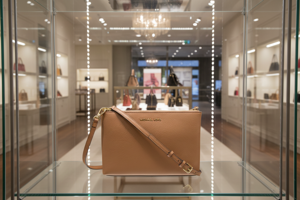 MICHAEL KORS DOUBLE ZIP GUSSET CROSSBODY - MONOBROWN/BROWN