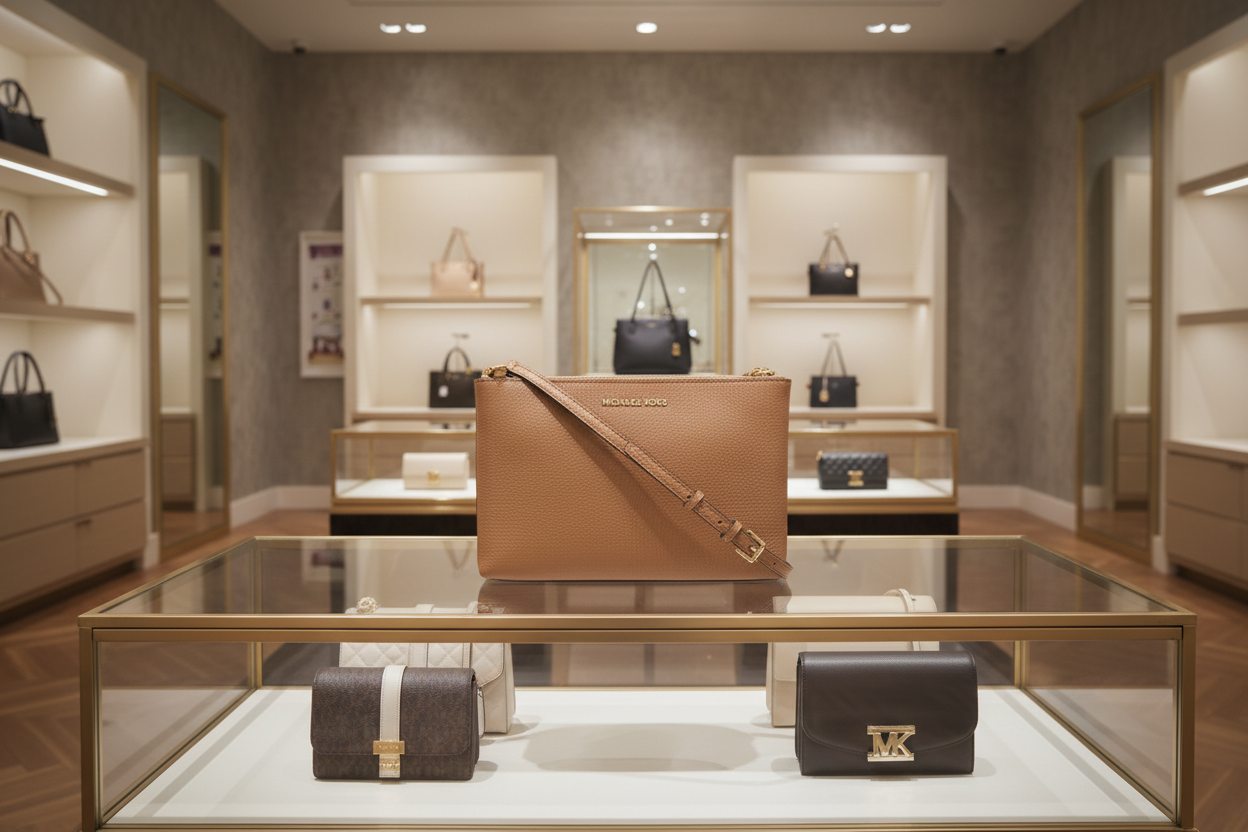 MICHAEL KORS DOUBLE ZIP GUSSET CROSSBODY - MONOBROWN/BROWN