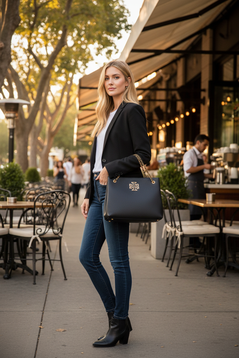 TORY BURCH BRITTEN TRIPLE COMPARTMENT TOTE