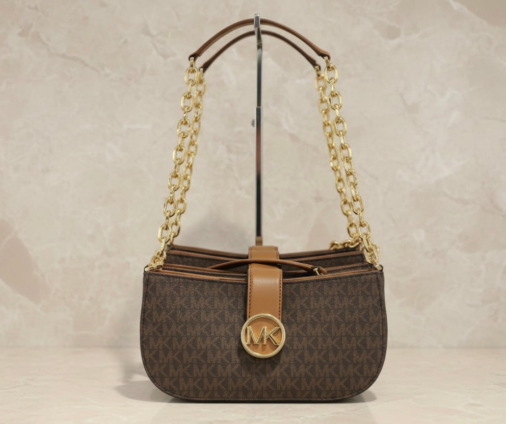 MICHAEL KORS CARMEN LEATHER POUCHETTE SHOULDER BAG ONLY