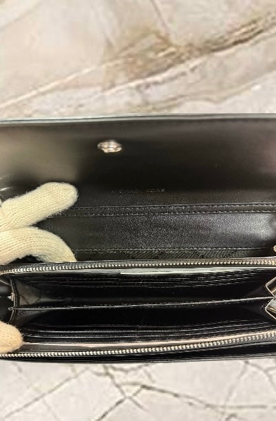 Michael Kors Jet Set Item Large Zip Around Wallet Crossbody Handbag Black Multi