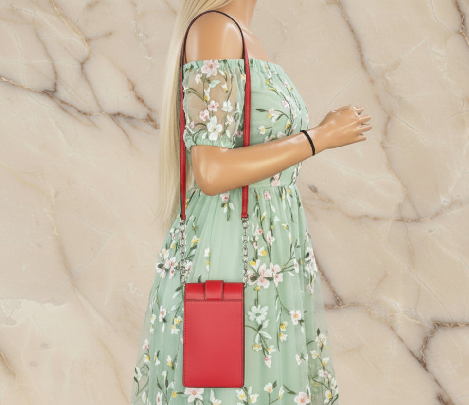 MICHAEL KORS CARMEN SMARTPHONE CROSSBODY - RED