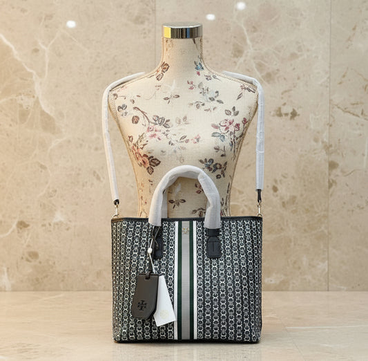 حقيبة توري بورش جيميني لينك الصغيرة المصنوعة من القماش، مزودة بسحاب علوي