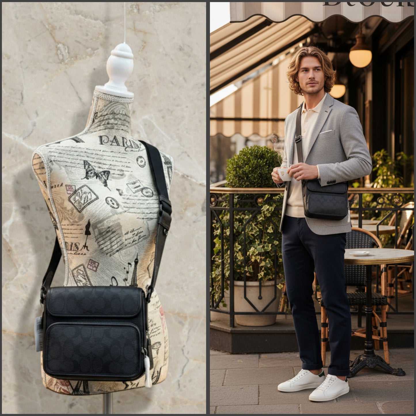 COACH SULLIVAN FLAP CROSSBODY - SIGNATURE CANVAS/CHARCOAL BLACK